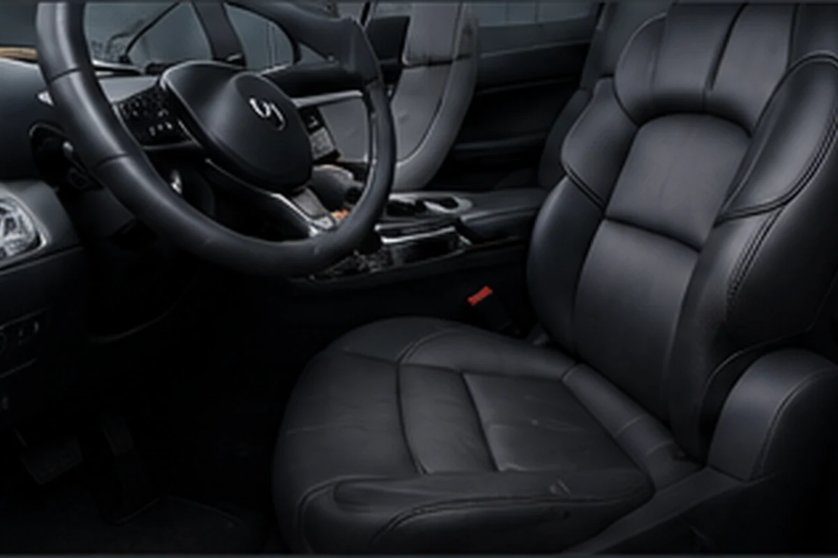 Freshly detailed black leather interior